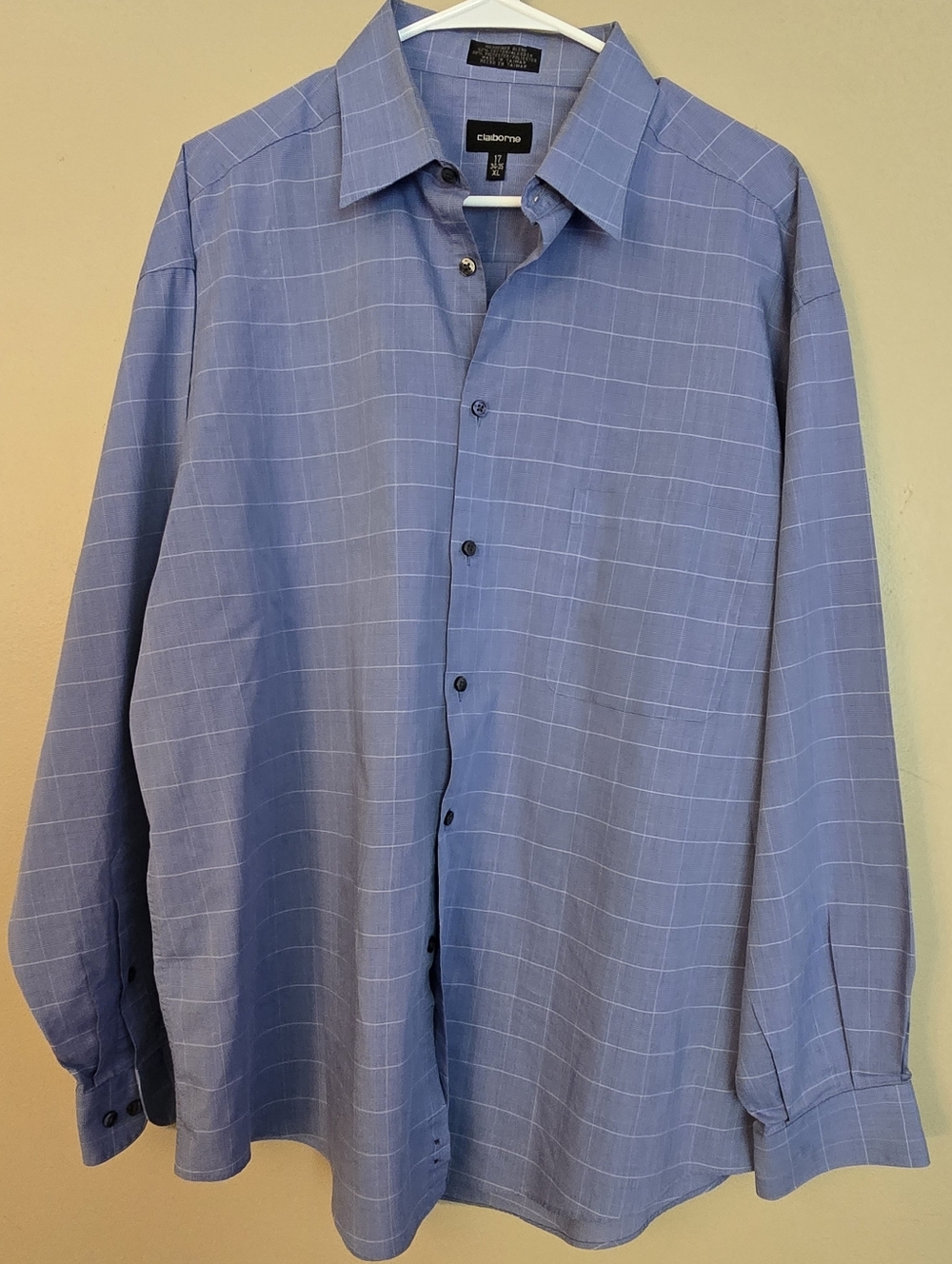 Claiborne Men's Blue Windowpane Button-Down Shirt